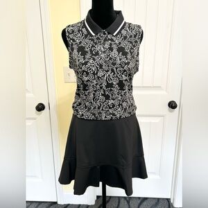 Tommy Bahama Golf Skort & Black And White Sleeveless Polo Size M